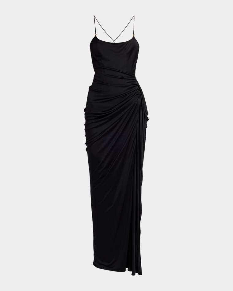 Draped Open-Back Gown by VERSACE