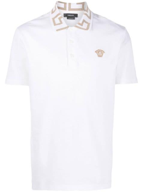Embroidered cotton polo shirt by VERSACE