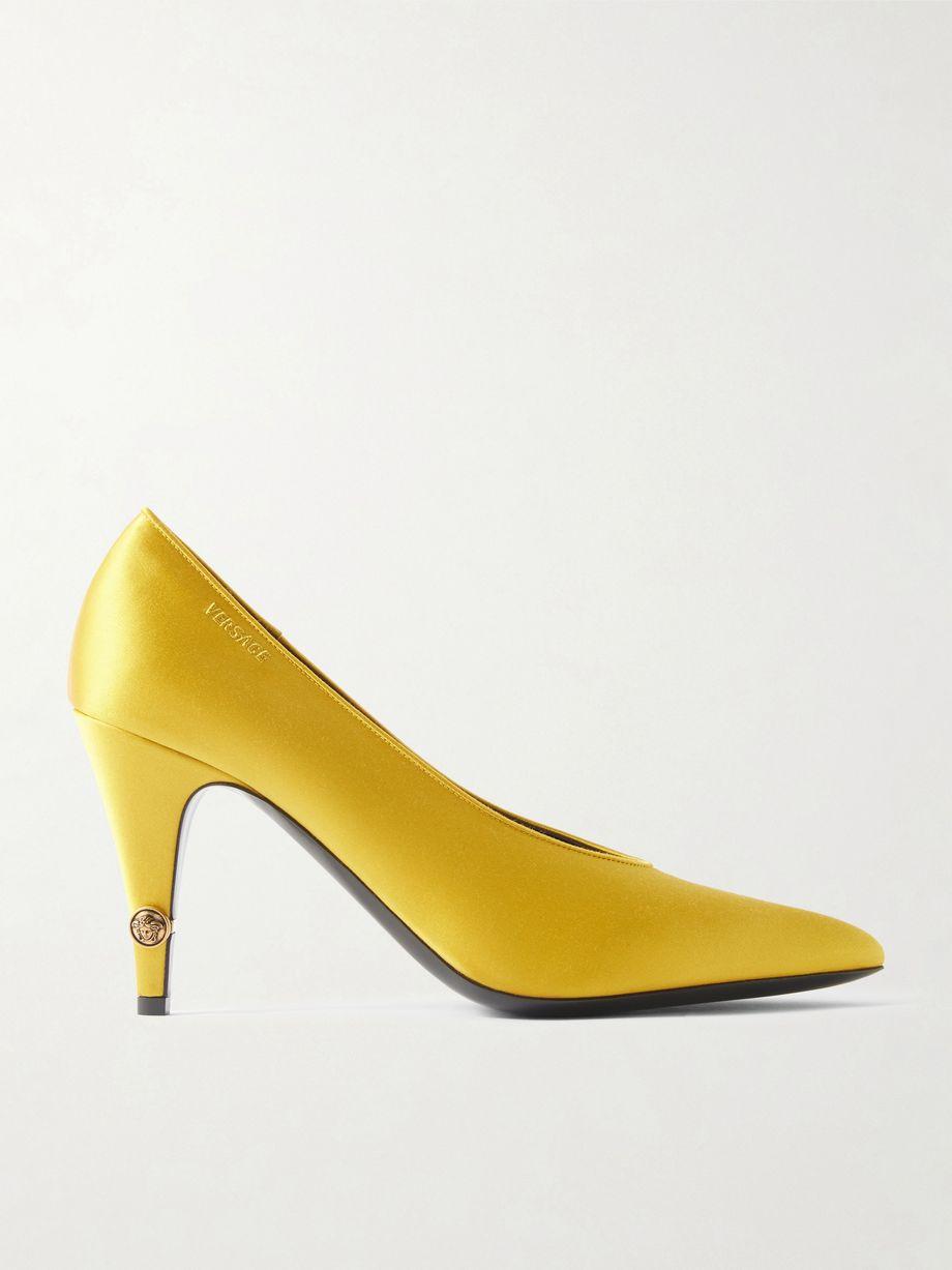 Gianni 90 embroidered embellished satin pumps by VERSACE