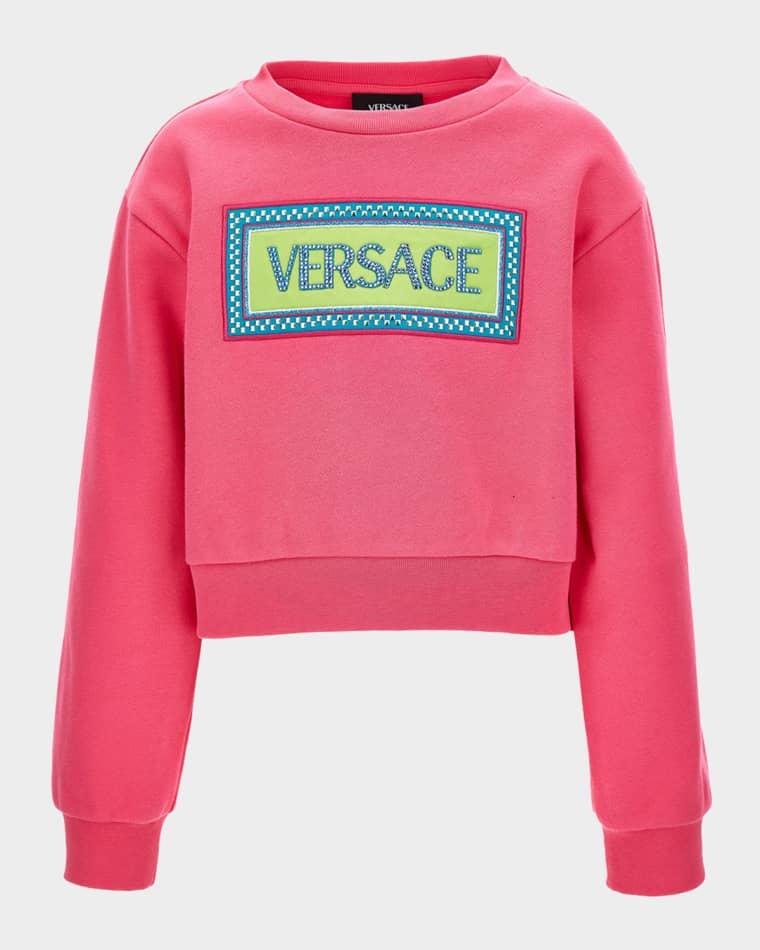 Girl's '90s Vintage Logo Cotton Fleece Sweatshirt, Size 6-14 by VERSACE