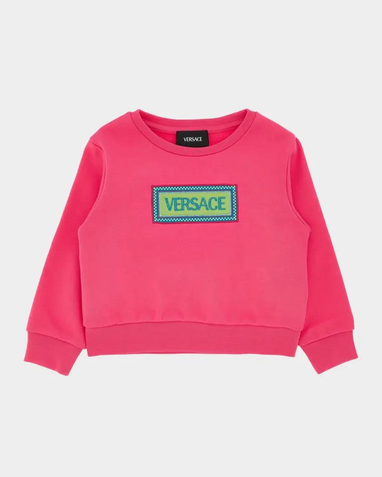 Girl's '90s Vintage Logo Cotton Sweatshirt, Size 12M-5 by VERSACE