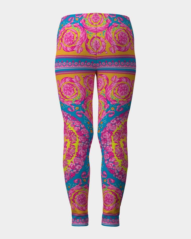 Girl's Electric Barocco Cotton Leggings, Size 6-14 by VERSACE