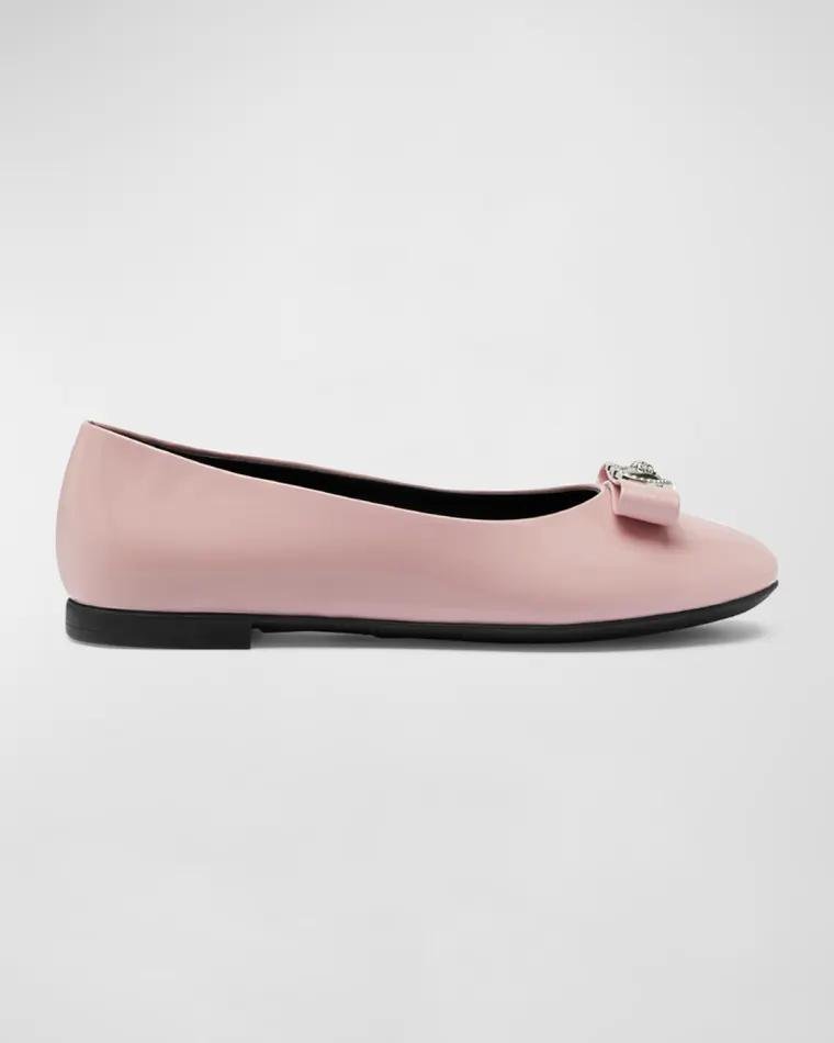 Girl's Goat Leather Ballet Flats, Kids by VERSACE