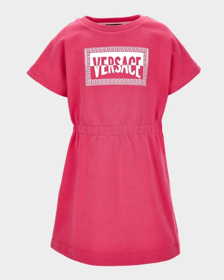 Girl's Logo-Print Cotton Fleece Dress, Size 6-14 by VERSACE