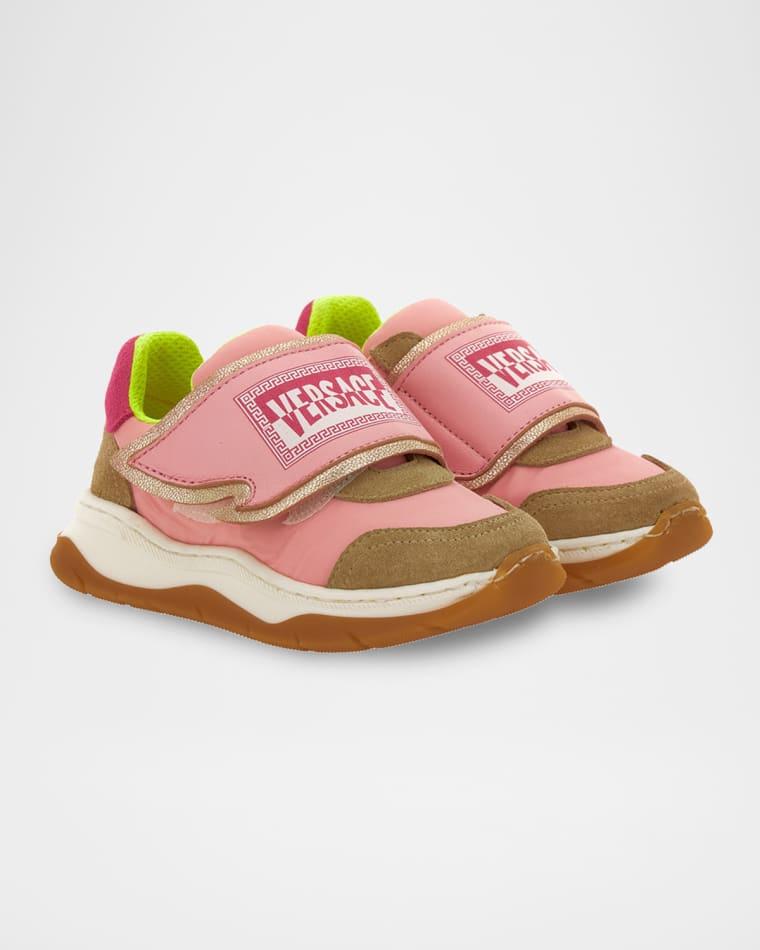 Girl's Low-Top Mixed Media Suede Sneakers, Toddler/Kids by VERSACE
