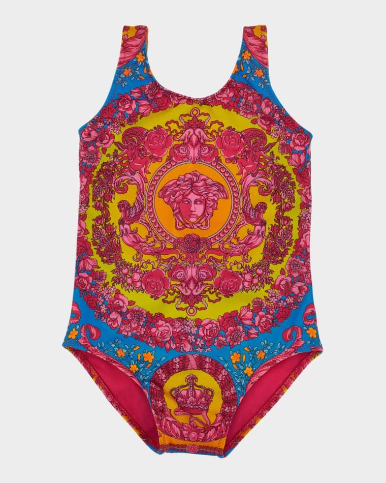 Girl's Medusa One-Piece Swimsuit, Size 12M-4 by VERSACE