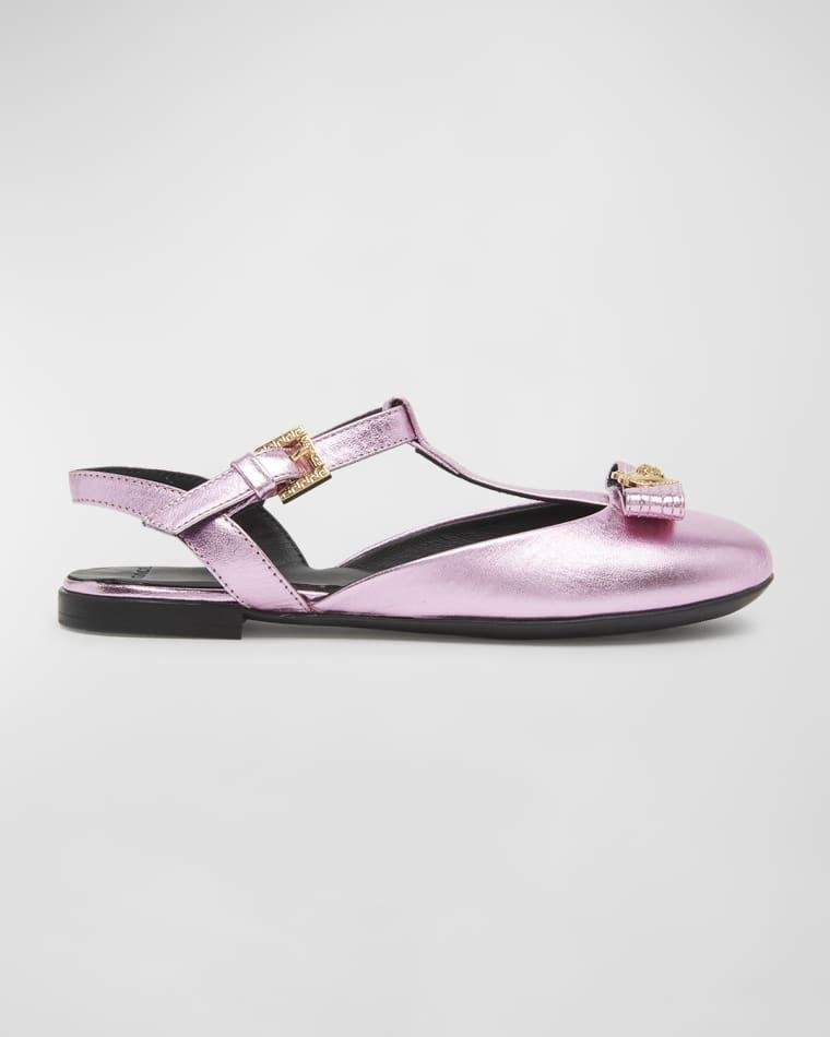Girl's Mirrored Laminated Flats by VERSACE
