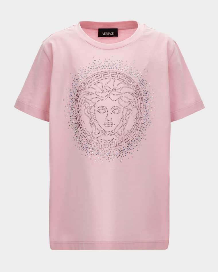 Girl's Rhinestone Medusa Short-Sleeve Cotton T-Shirt, Size 6-14 by VERSACE