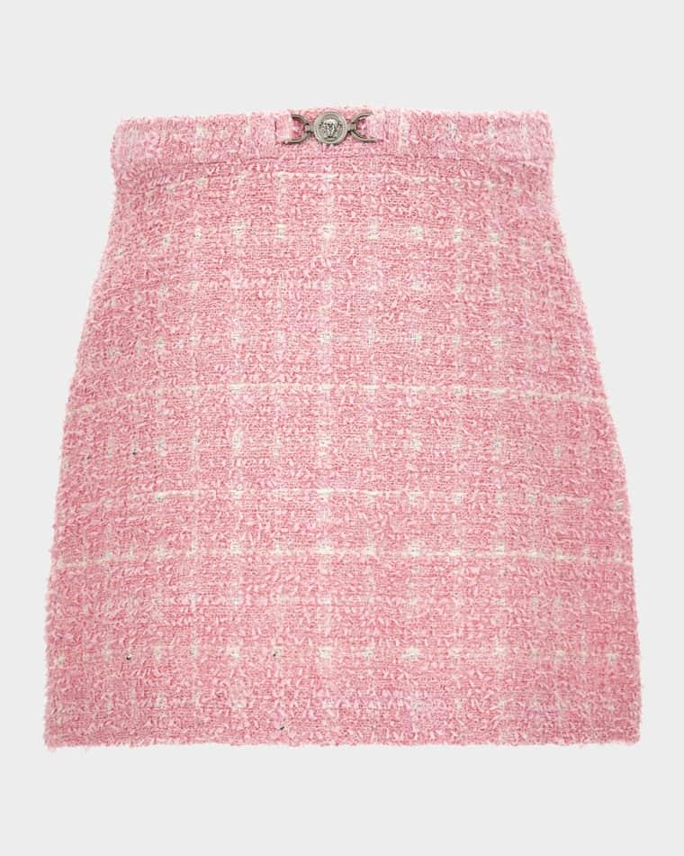 Girl's Vichy Tweed Mini Skirt, Size 6-14 by VERSACE