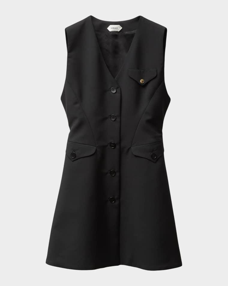 Grain De Poudre Wool Mini Dress by VERSACE