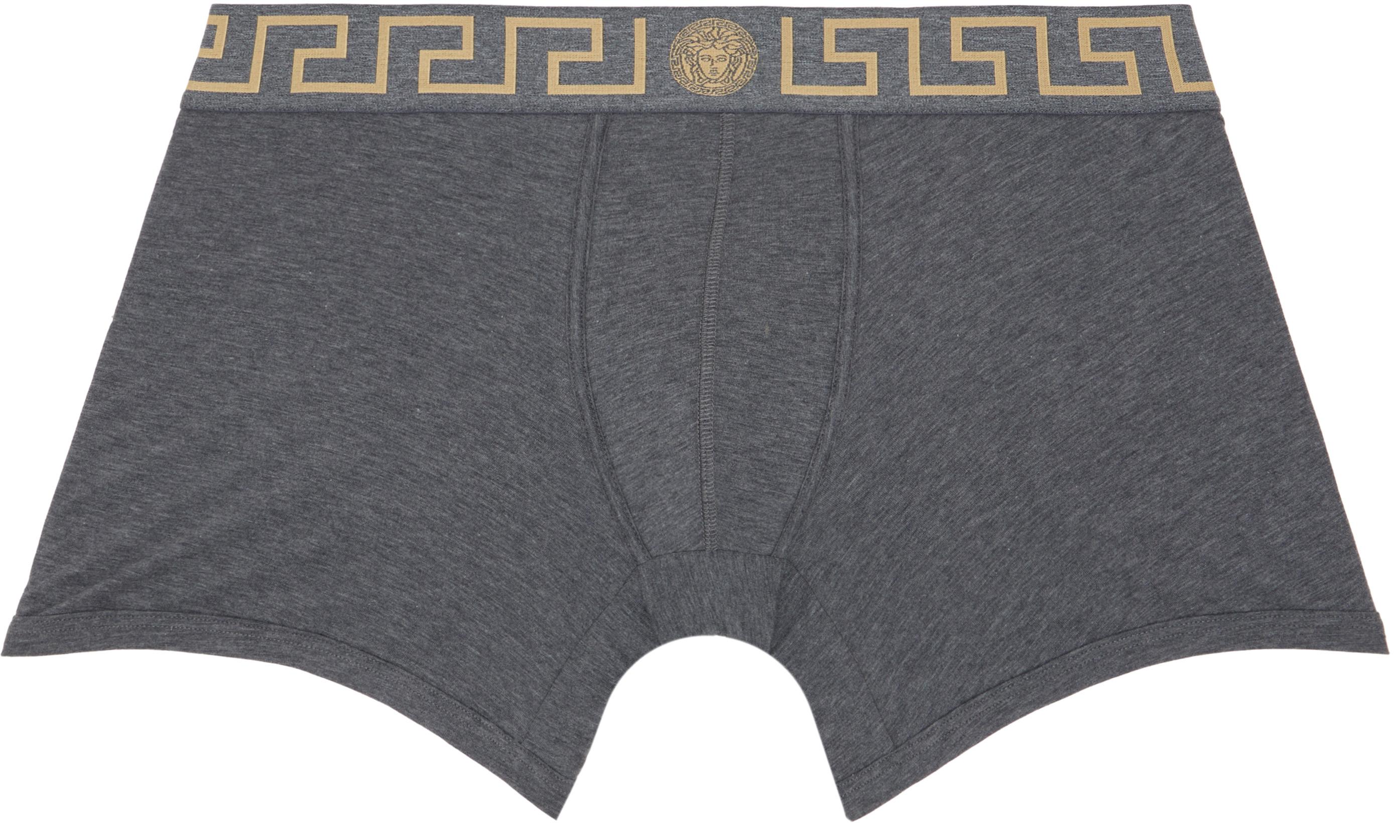 Gray Cotton-Jersey Long Boxer Briefs by VERSACE
