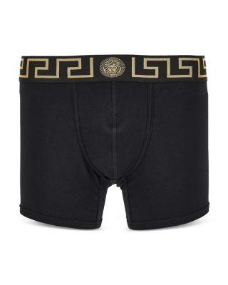 Greca Border Cotton Blend Trunks by VERSACE