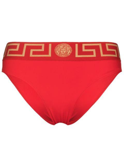 Greca Border bikini bottoms by VERSACE