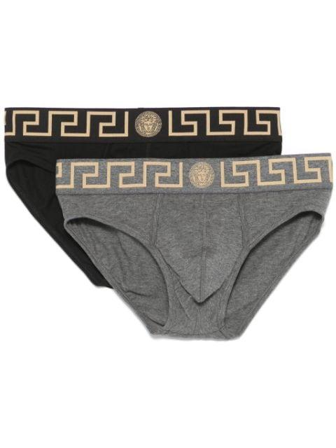 Greca Border briefs (pack of two) by VERSACE