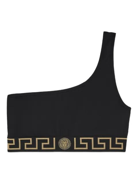 Greca Border one-shoulder bikini top by VERSACE