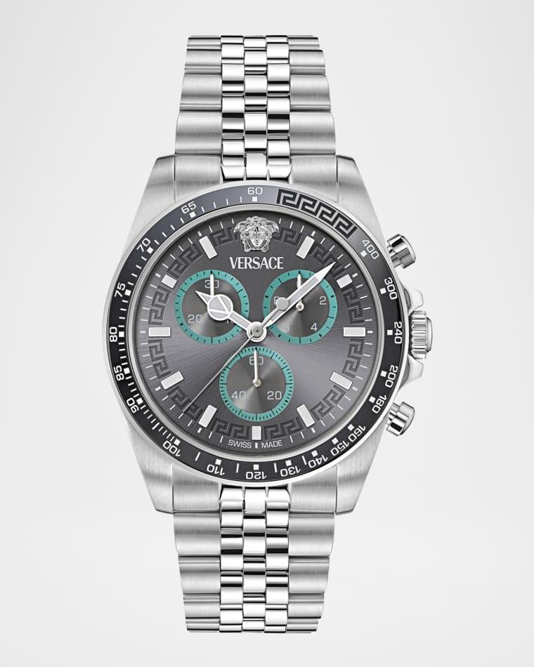 Greca Chrono Wave 43MM Stainless Steel Bracelet Watch by VERSACE