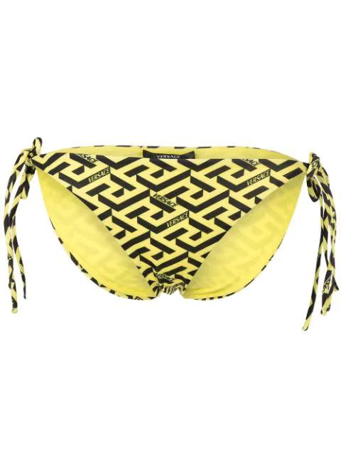 Greca Signature-print bikini bottoms by VERSACE