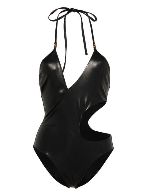 Greca cut-out halterneck swimsuit by VERSACE