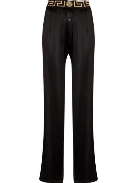 Greca-pattern elasticated-waistband trousers by VERSACE