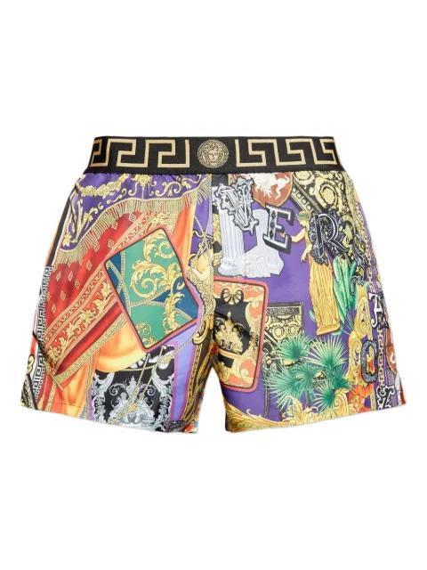 Greca print-waistband swim shorts by VERSACE