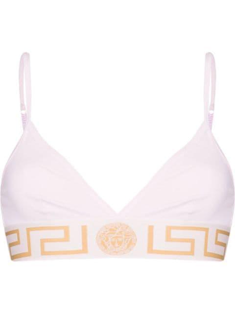 Greca-trim triangle bra by VERSACE