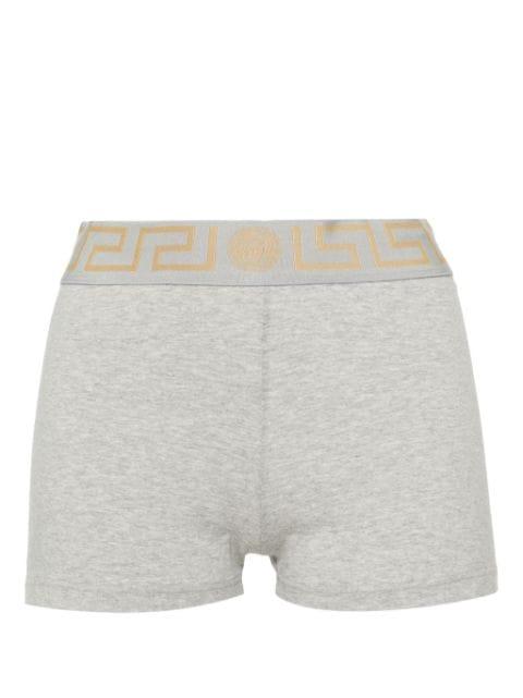 Greca-waistband cotton boy shorts by VERSACE