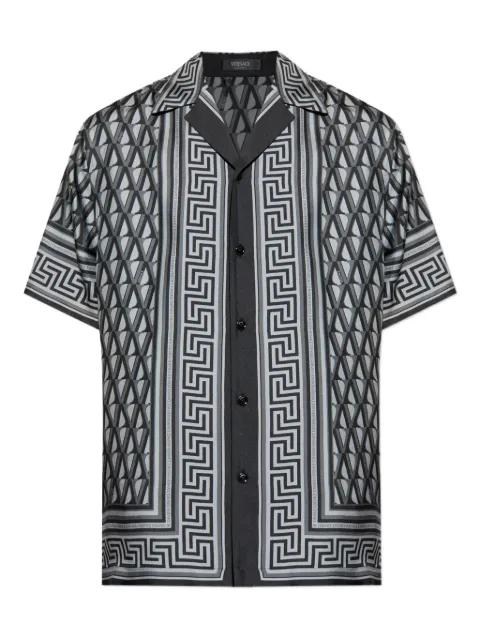Grecca-trim silk shirt by VERSACE