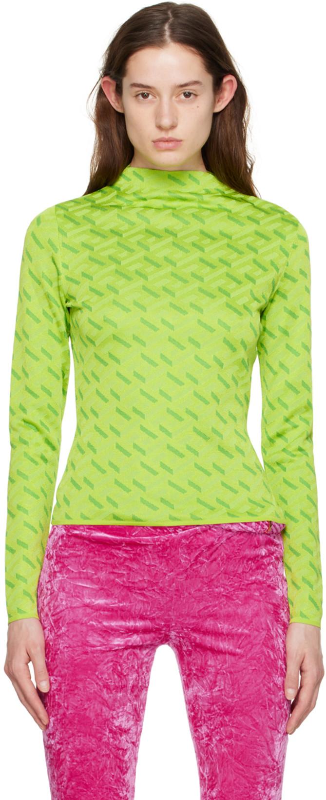 Green La Greca Sweater by VERSACE