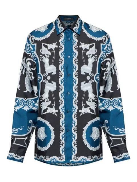 Hall of Heroes printed silk shirt by VERSACE