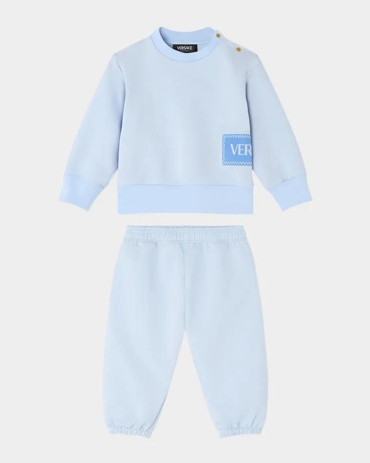 Kid's '90s Vintage Logo Sweatshirt & Pants Set, Size 3M-18M by VERSACE