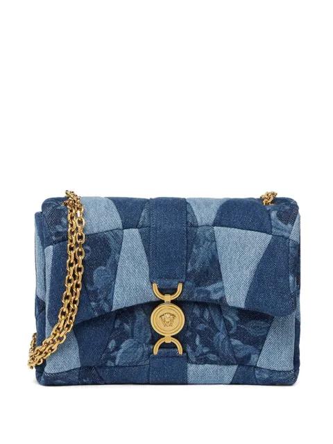 Kleio denim quilted shoulder bag by VERSACE