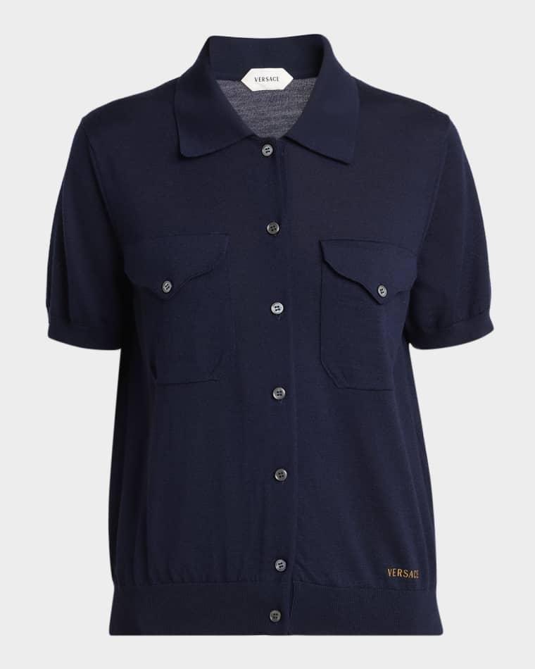 Knit Button-Front Shirt by VERSACE