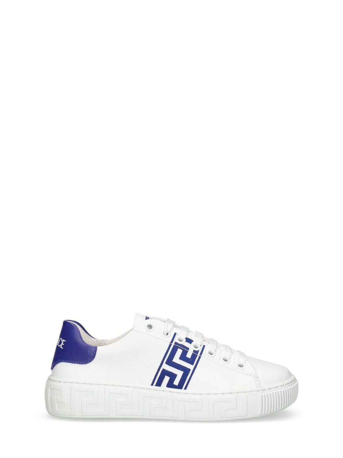 La Greca Leather & Fabric Sneakers by VERSACE