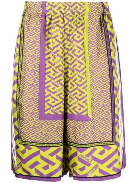 La Greca-print silk shorts by VERSACE