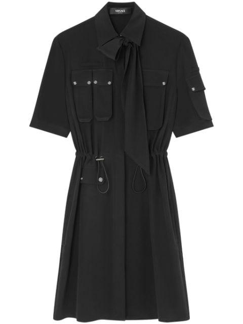 Lavalliére silk cargo shirt dress by VERSACE