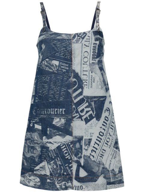 Magazine denim minidress by VERSACE