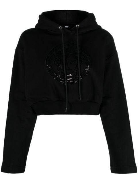 Medusa Head-embellished cropped hoodie by VERSACE