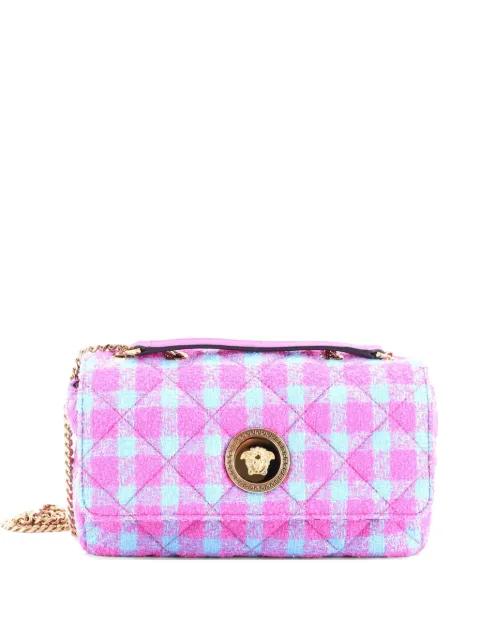 Medusa Icon Chain Flap Bag Quilted Tweed East West shoulder bag by VERSACE 