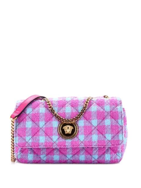 Medusa Icon Chain Flap Bag Quilted Tweed East West shoulder bag by VERSACE 