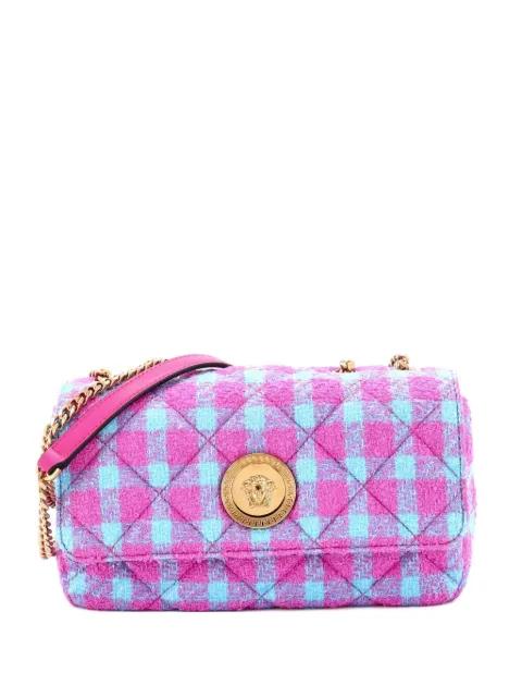 Medusa Icon Chain Flap Bag Quilted Tweed East West shoulder bag by VERSACE 