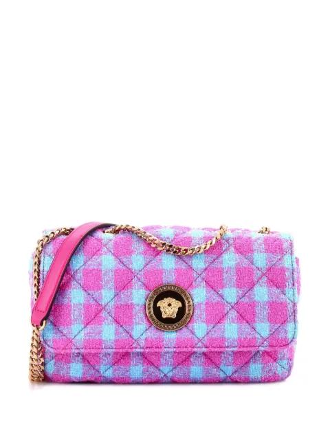 Medusa Icon Chain Flap Bag Quilted Tweed Mini shoulder bag by VERSACE 
