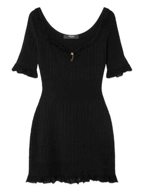 Medusa Safety Pin ribbed-knit mini dress by VERSACE