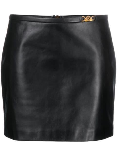 Medusa-embellished leather miniskirt by VERSACE