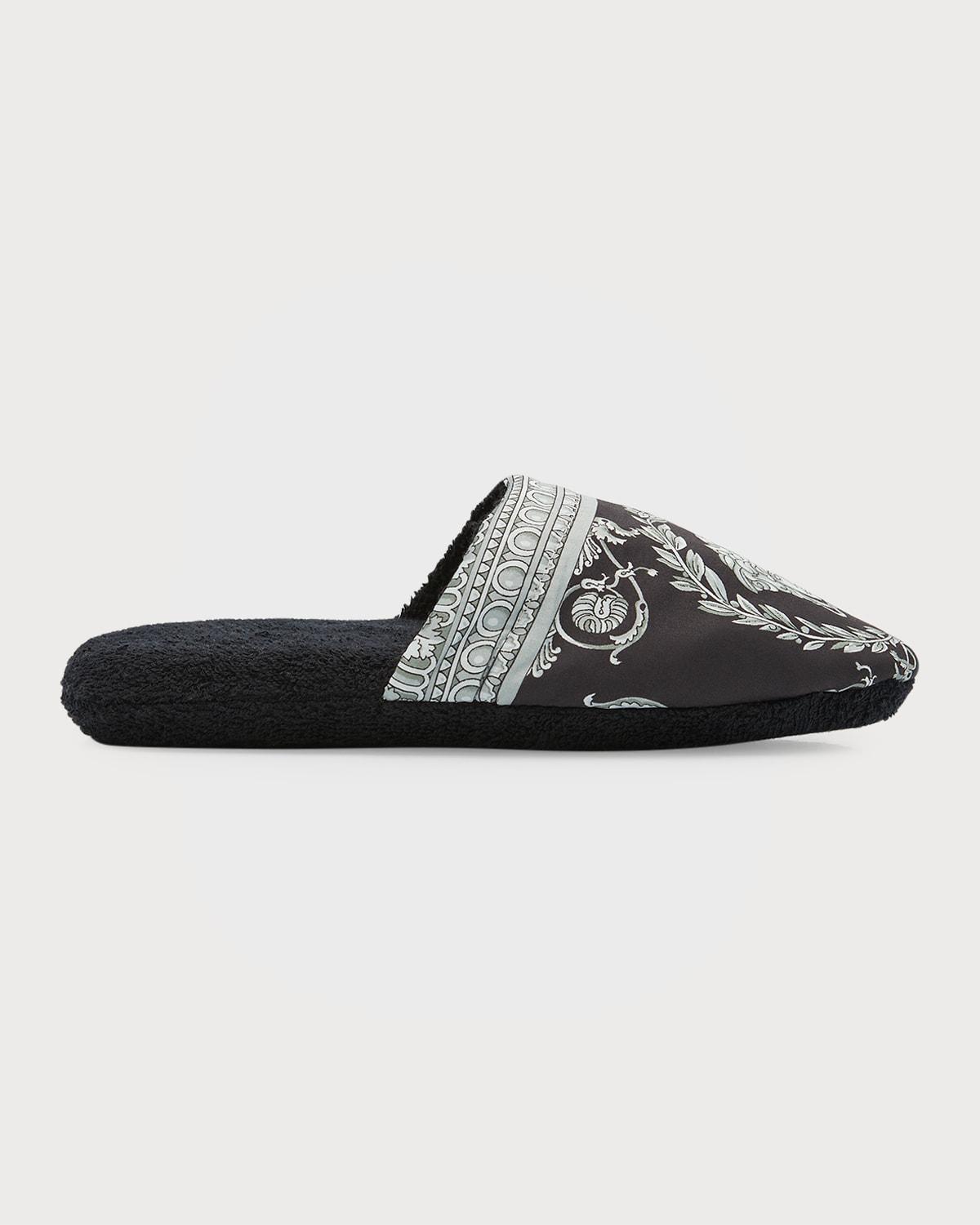 Men's Barocco-Print Mule Slippers by VERSACE