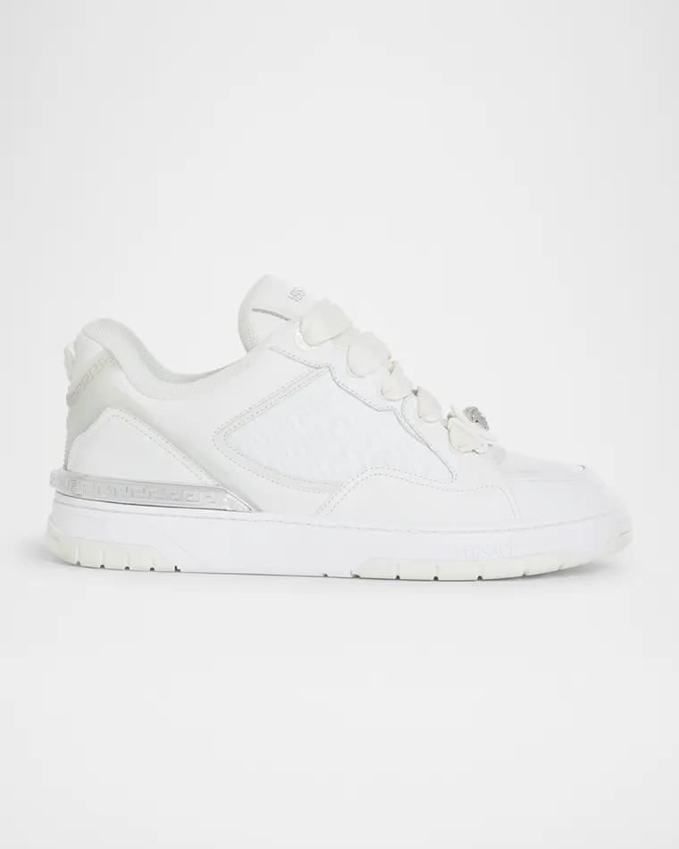 Men's Biggie Basket Leather Sneakers by VERSACE
