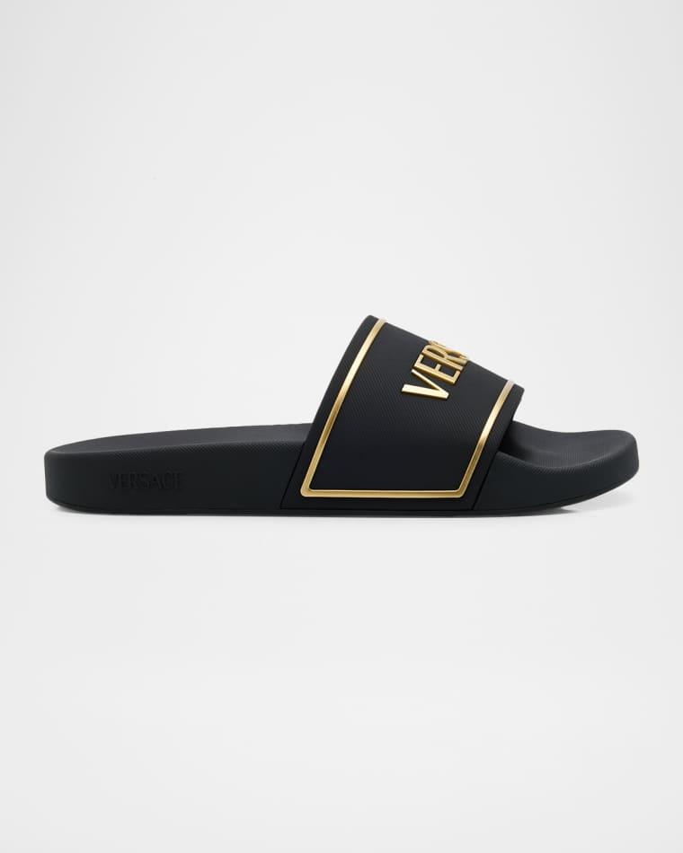 Men's Embossed Logo Rubber Pool Slides by VERSACE