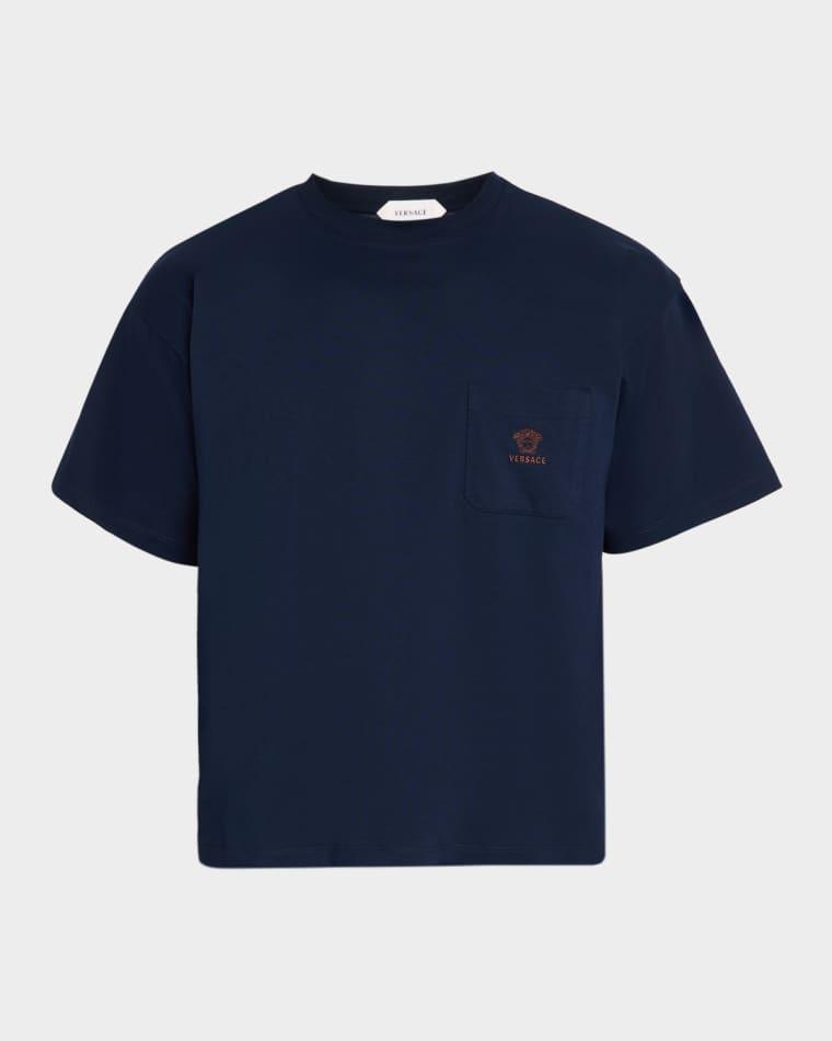 Men's Embroidered-Medusa Jersey Pocket Crewneck T-Shirt by VERSACE