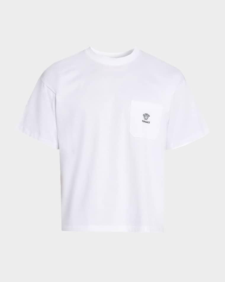 Men's Embroidered-Medusa Jersey Pocket Crewneck T-Shirt by VERSACE