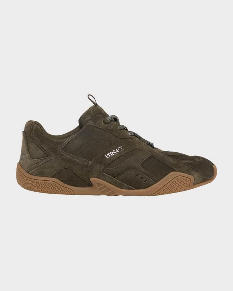 Men's Galaxia Suede Low-Top Sneakers by VERSACE