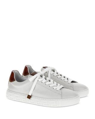 Men's Greca Leather Sneakers by VERSACE